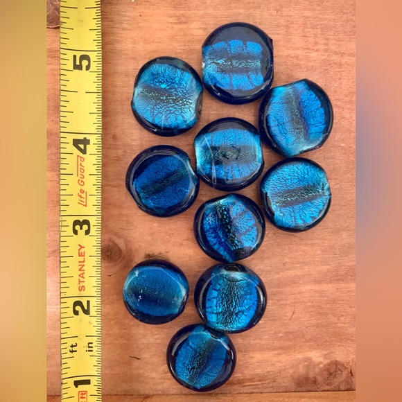 Midnight Deep Blue Foiled Glass Beads 2mm Large Hole (Lot of 10) - Picture 3 of 8